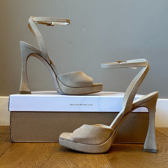 Jessica Simpson Jixte Sculptural Ankle-Wrap Platform Heels (Light Maple) - Picture 13 of 16